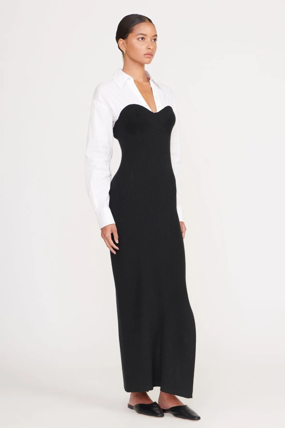Dresses<STAUD HAZEL DRESS BLACK WHITE BLACKWHITE