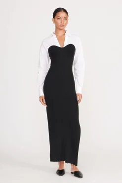 Dresses<STAUD HAZEL DRESS BLACK WHITE BLACKWHITE