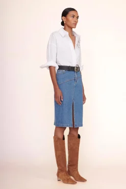 Denim<STAUD HUDSON SKIRT  MEDIUM WASH MEDIUMWASH