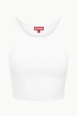 Spring Suiting|Essentials<STAUD IBISCO CROPPED TANK   WHITE