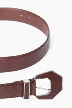 Belts<STAUD INLAY BUCKLE BELT   MAHOGANY