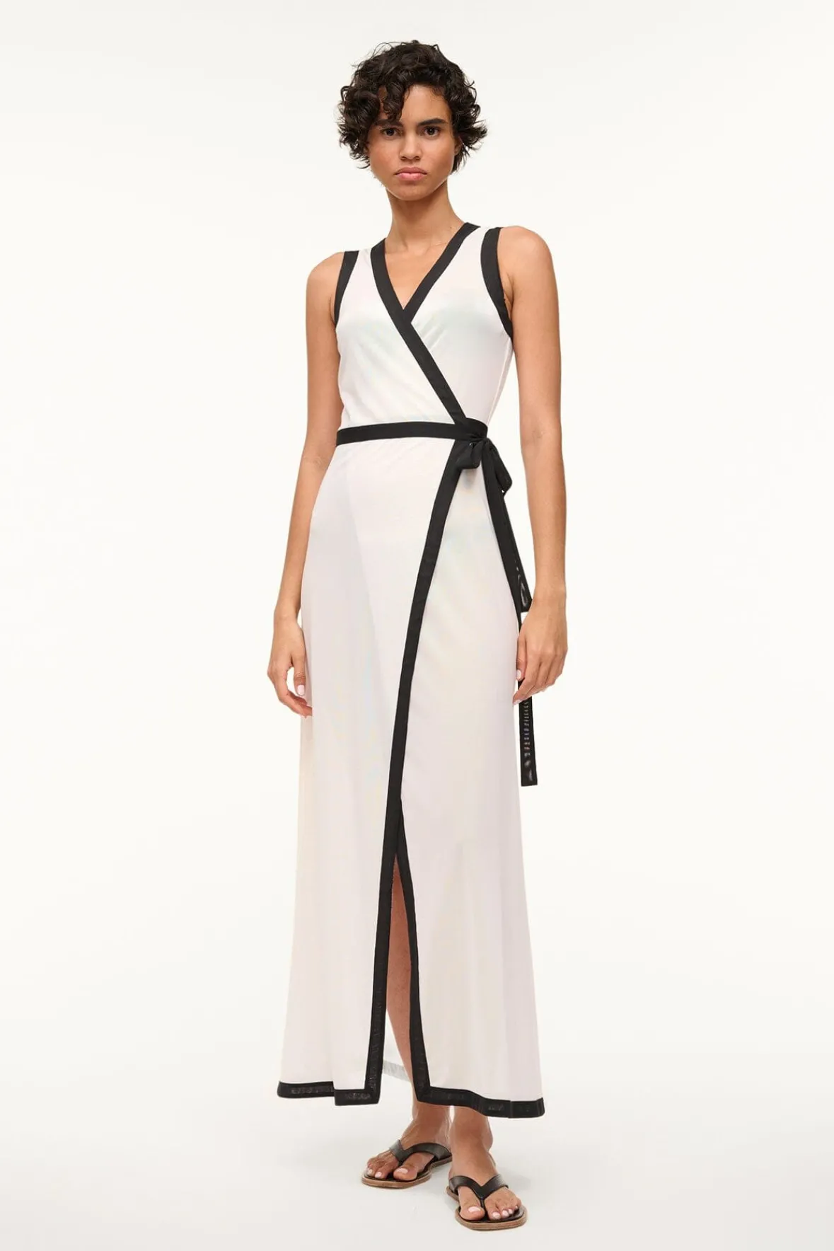 Cover-Ups<STAUD ISCHIA COVERUP DRESS WHITE BLACK WHITEBLACK