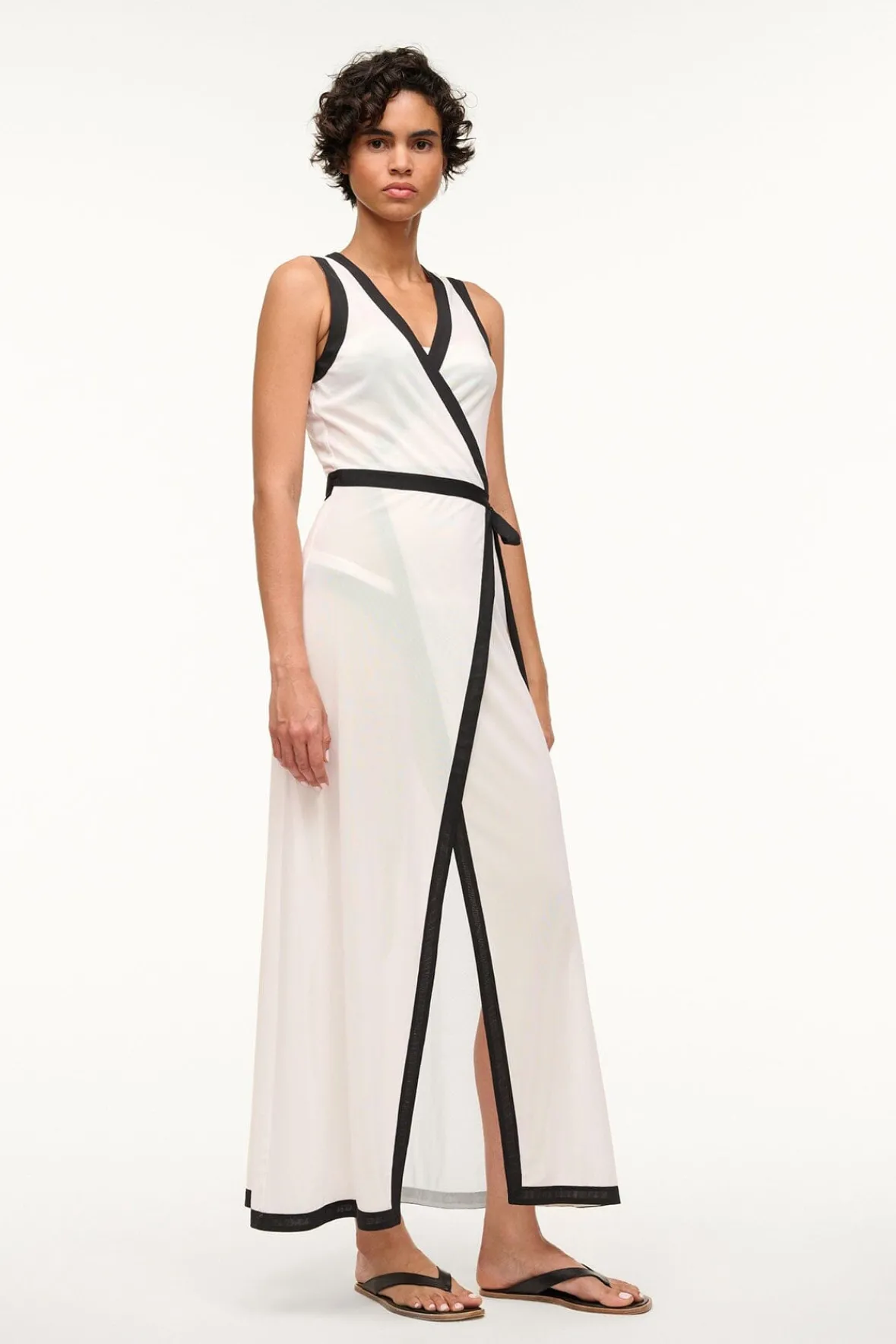 Cover-Ups<STAUD ISCHIA COVERUP DRESS WHITE BLACK WHITEBLACK