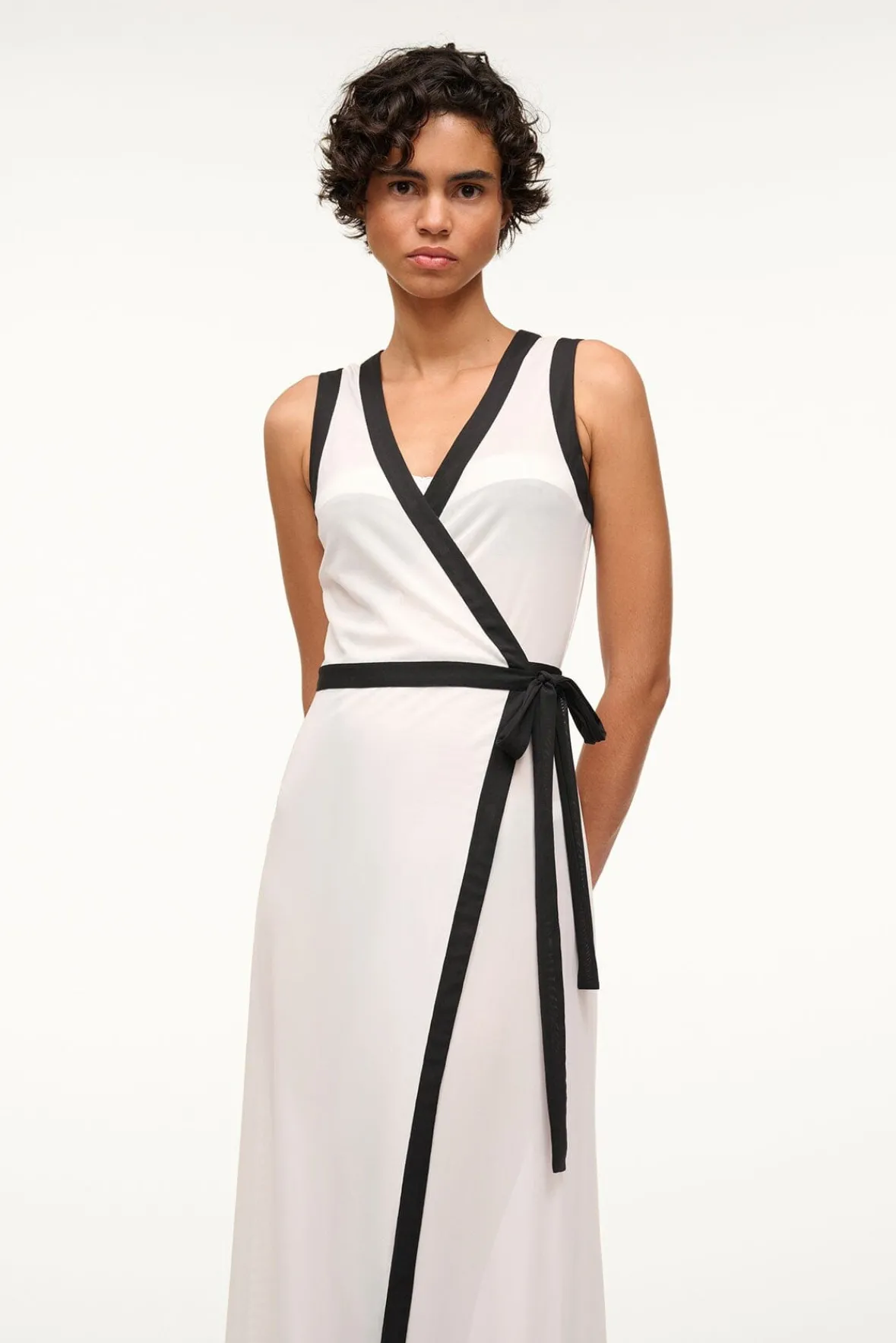 Cover-Ups<STAUD ISCHIA COVERUP DRESS WHITE BLACK WHITEBLACK