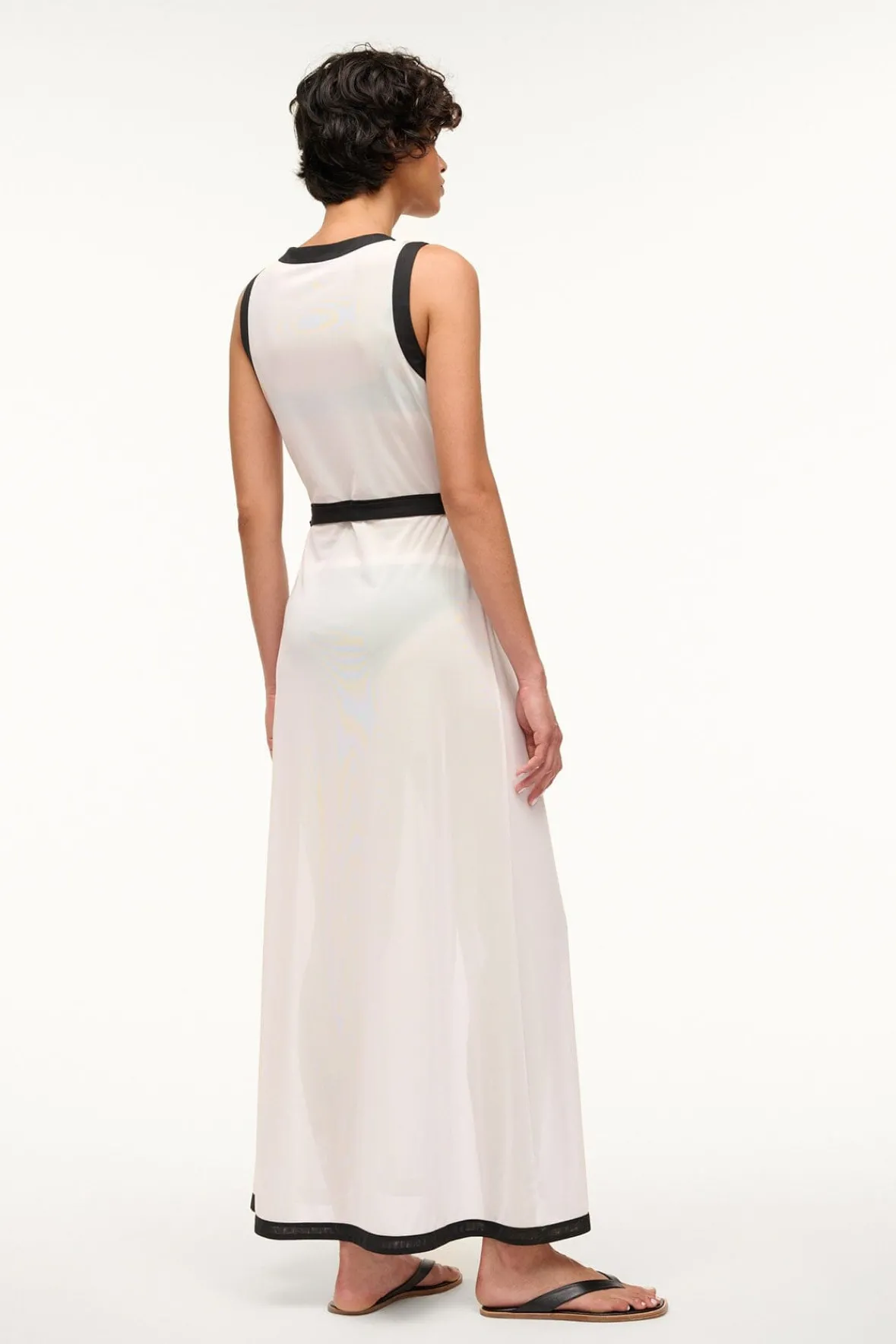Cover-Ups<STAUD ISCHIA COVERUP DRESS WHITE BLACK WHITEBLACK