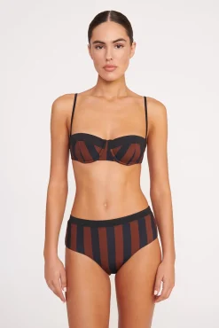 Bikinis<STAUD JO BALCONETTE BIKINI TOP BLACK TAN SEASHORE STRIPE BLACKTANSEASHORESTRIPE