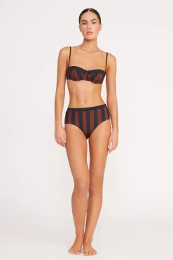 Bikinis<STAUD JO BALCONETTE BIKINI TOP  BLACK TAN SEASHORE STRIPE BLACKTANSEASHORESTRIPE