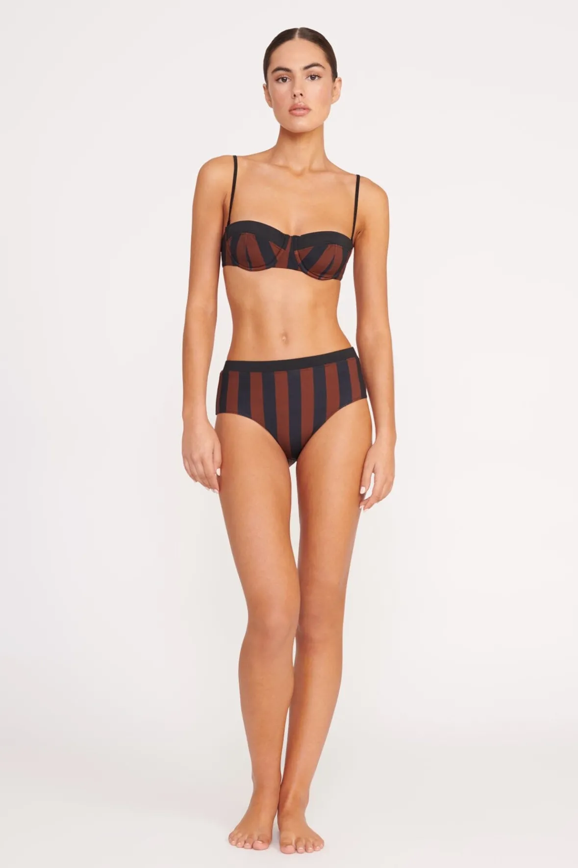 Bikinis<STAUD JO BALCONETTE BIKINI TOP BLACK TAN SEASHORE STRIPE BLACKTANSEASHORESTRIPE