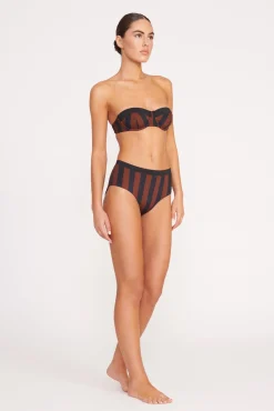 Bikinis<STAUD JO BALCONETTE BIKINI TOP BLACK TAN SEASHORE STRIPE BLACKTANSEASHORESTRIPE