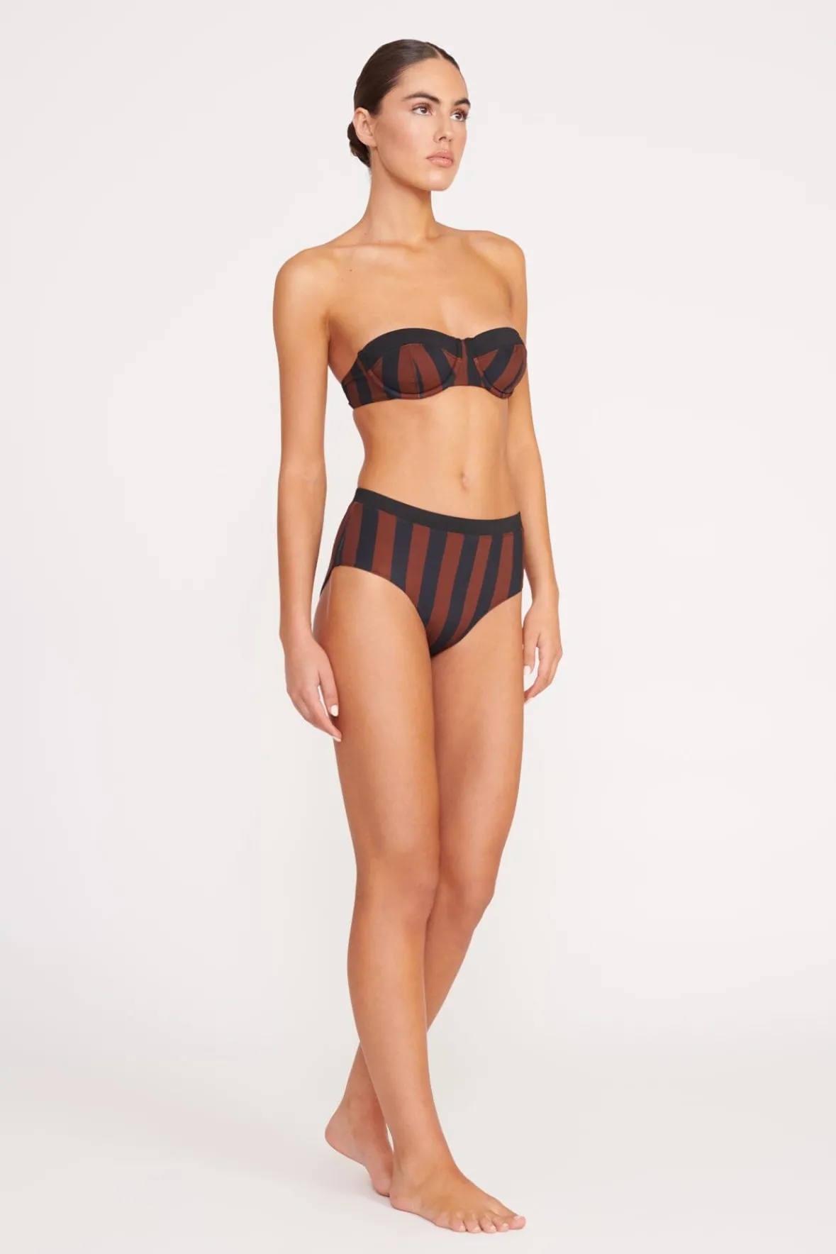 Bikinis<STAUD JO BALCONETTE BIKINI TOP BLACK TAN SEASHORE STRIPE BLACKTANSEASHORESTRIPE