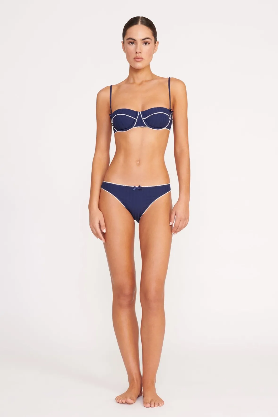 Bikinis<STAUD JO BALCONETTE BIKINI TOP NAVY WHITE NAVYWHITE
