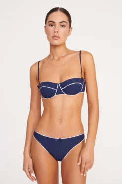 Bikinis<STAUD JO BALCONETTE BIKINI TOP NAVY WHITE NAVYWHITE