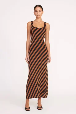 Dresses<STAUD KATIE DRESS  BLACK TAN SEASHORE STRIPE BLACKTANSEASHORESTRIPE