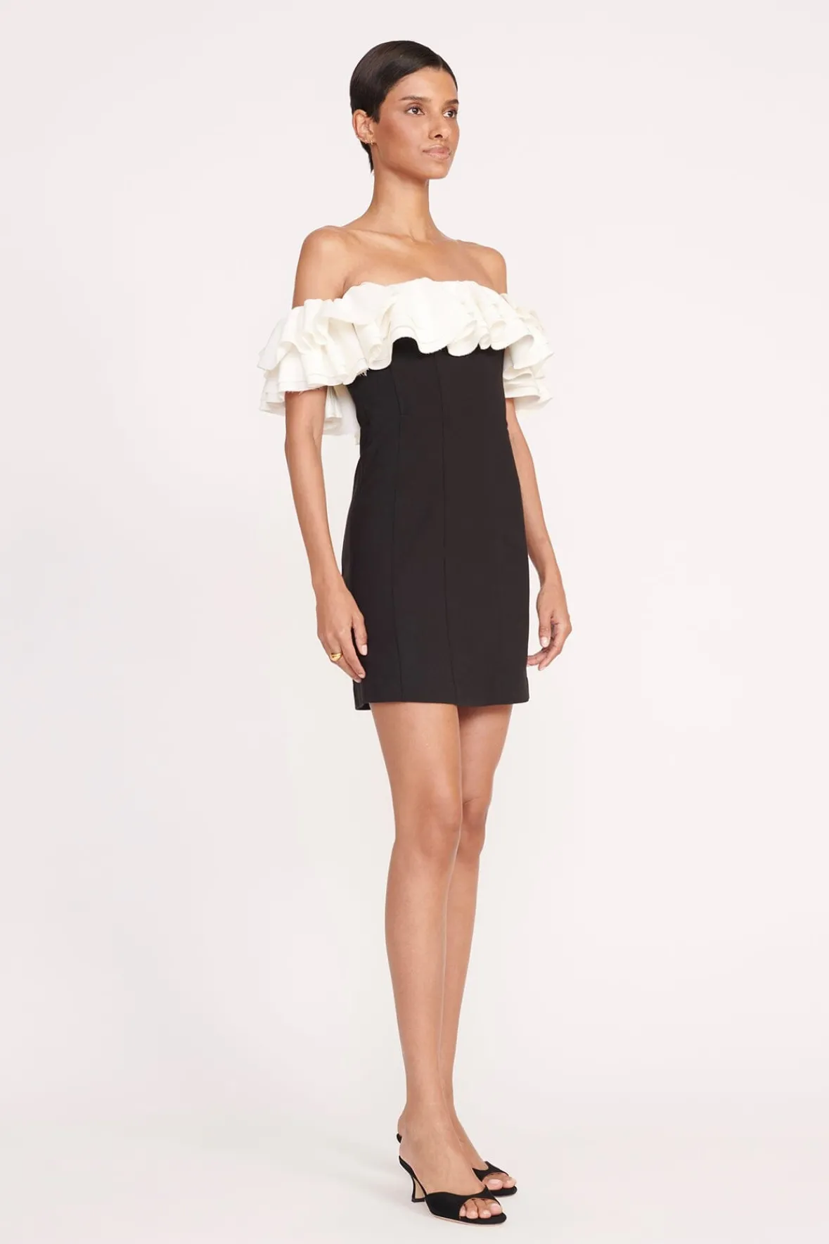 Dresses<STAUD KIARA DRESS BLACK IVORY BLACKIVORY