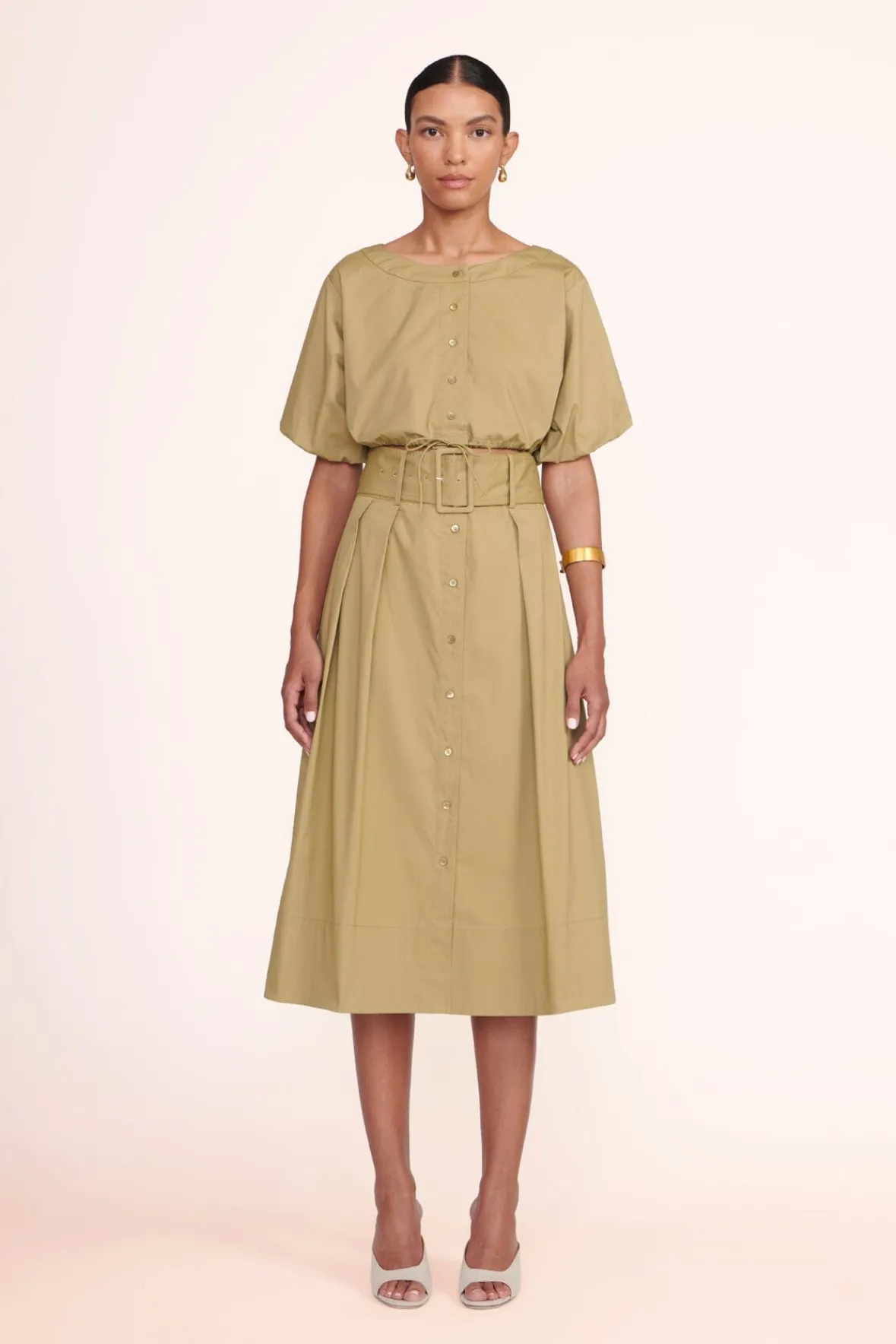 Poplin Shop<STAUD KINGSLEY SKIRT KHAKI