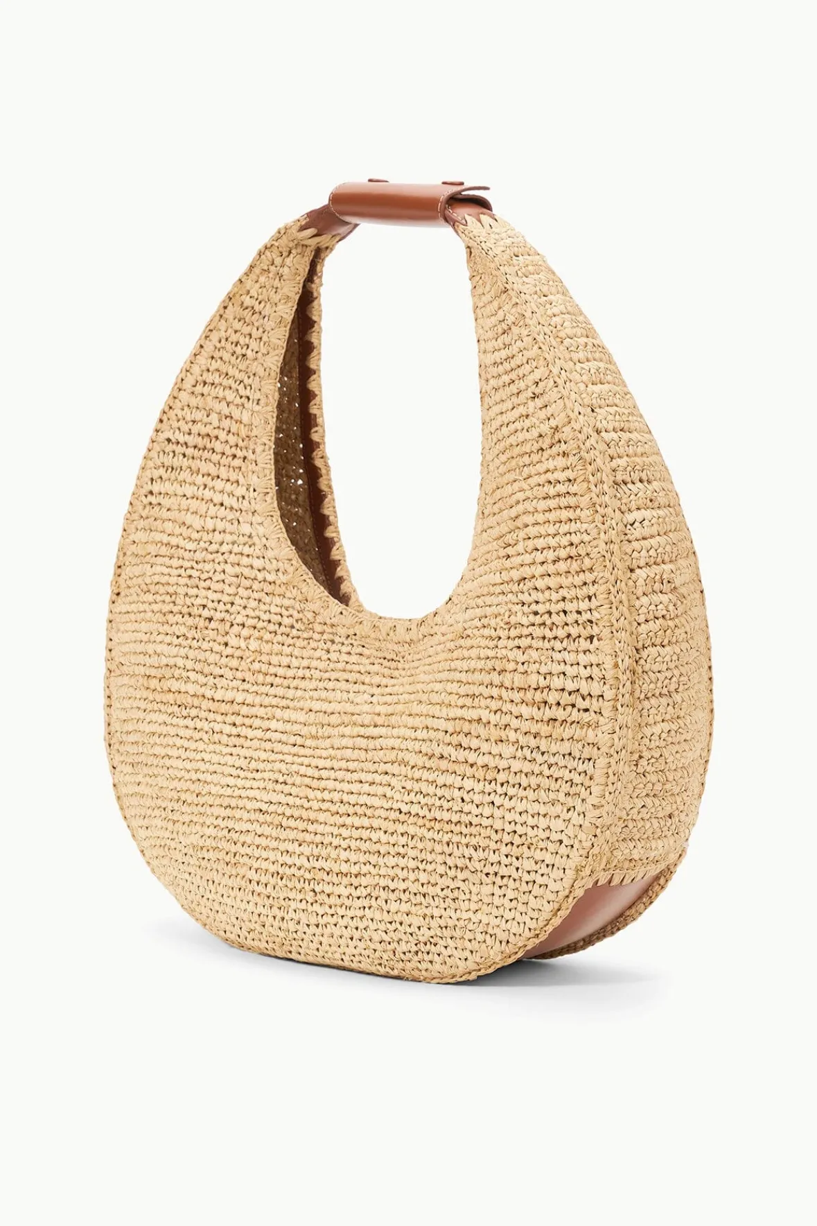 Moon|Totes<STAUD LARGE RAFFIA MOON BAG NATURAL RAFFIA NATURALTAN