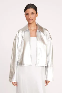 Outerwear & Jackets<STAUD LENNOX JACKET SILVER