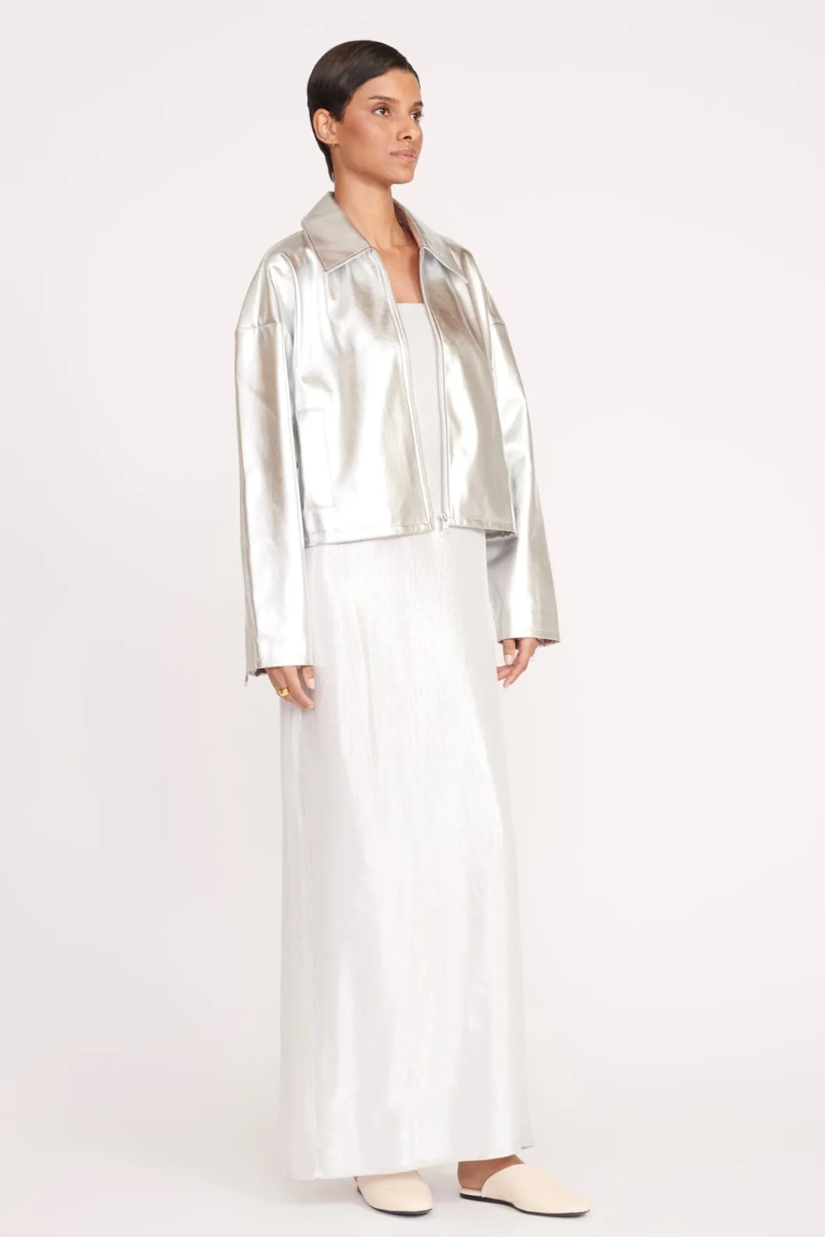 Outerwear & Jackets<STAUD LENNOX JACKET SILVER