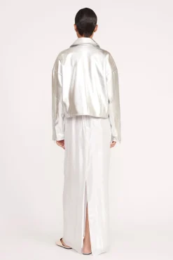 Outerwear & Jackets<STAUD LENNOX JACKET SILVER