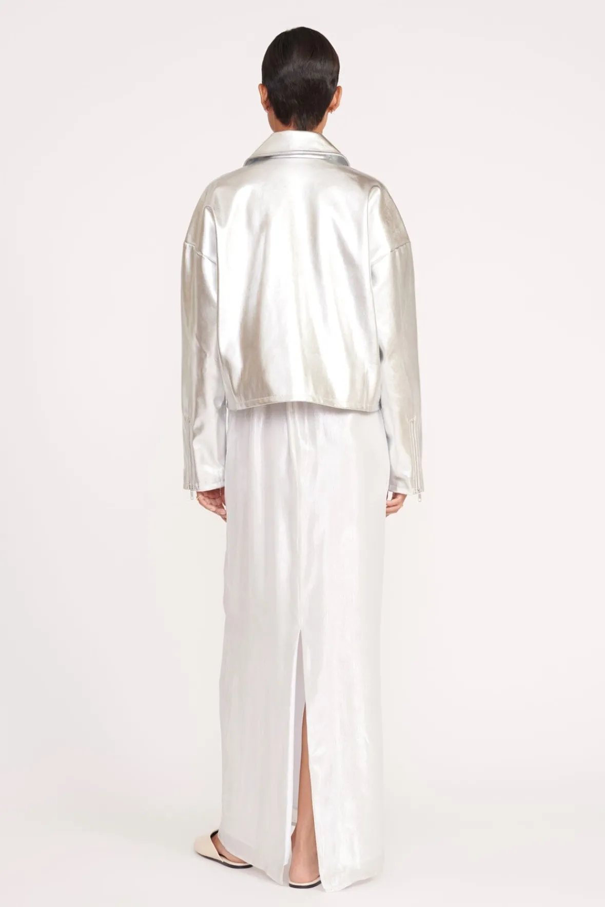 Outerwear & Jackets<STAUD LENNOX JACKET SILVER