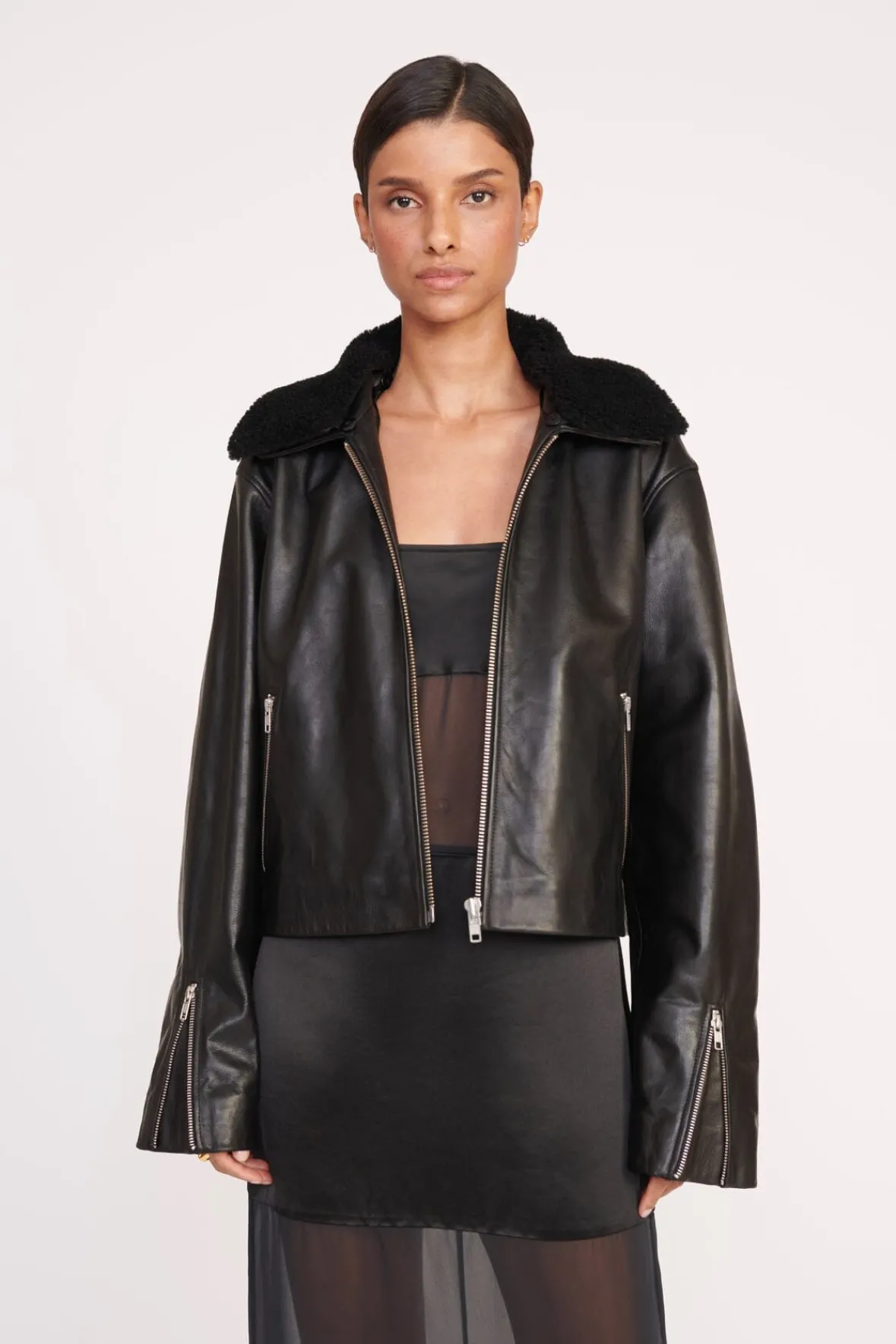 Best Sellers|Outerwear & Jackets<STAUD LENORA JACKET BLACK