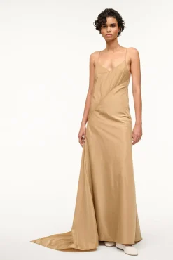 The Evening Edit|Dresses<STAUD LEONARDO DRESS   FAWN