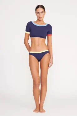 Bikinis<STAUD LILY SHORT SLEEVE BIKINI TOP  NAVY COLORBLOCK NAVYCOLORBLOCK