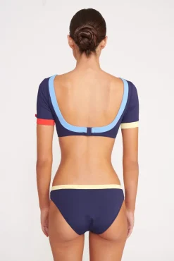 Bikinis<STAUD LILY SHORT SLEEVE BIKINI TOP  NAVY COLORBLOCK NAVYCOLORBLOCK