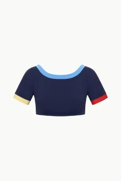 Bikinis<STAUD LILY SHORT SLEEVE BIKINI TOP  NAVY COLORBLOCK NAVYCOLORBLOCK