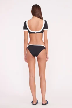 Bikinis<STAUD LILY SHORT SLEEVE BIKINI TOP BLACK WHITE BLACKWHITE