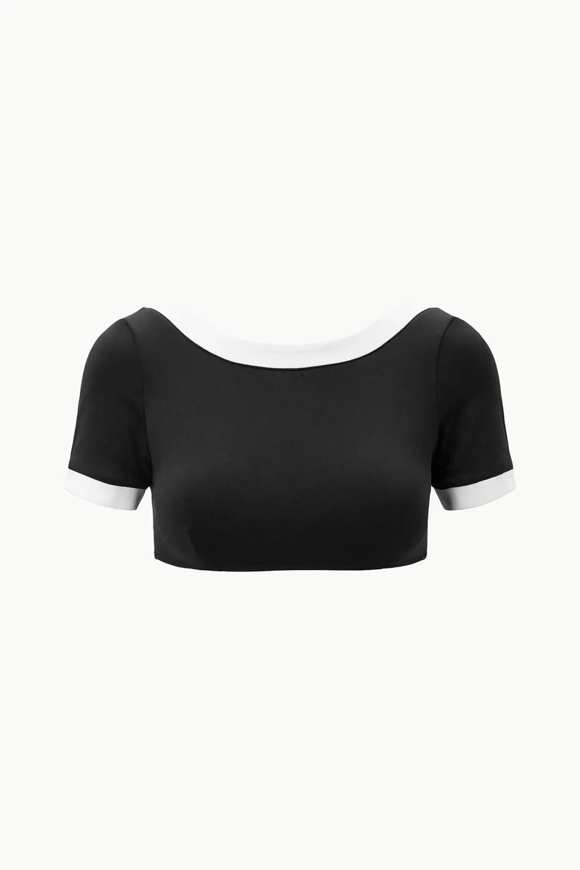 Bikinis<STAUD LILY SHORT SLEEVE BIKINI TOP BLACK WHITE BLACKWHITE