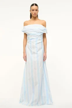 The Evening Edit|Dresses<STAUD LIPARI DRESS  ADRIATIC STRIPE ADRIATICSTRIPE