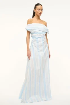 The Evening Edit|Dresses<STAUD LIPARI DRESS  ADRIATIC STRIPE ADRIATICSTRIPE