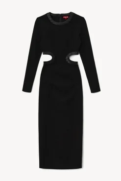 Dresses<STAUD LONG SLEEVE DOLCE DRESS   BLACK