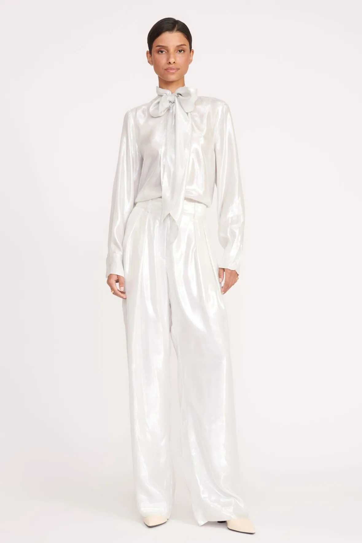 Pants & Shorts<STAUD LUISA PANT SILVER