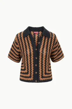 Best Sellers|Cover-Ups<STAUD MABEL TOP BLACK TAN SEASHORE STRIPE BLACKTANSEASHORESTRIPE
