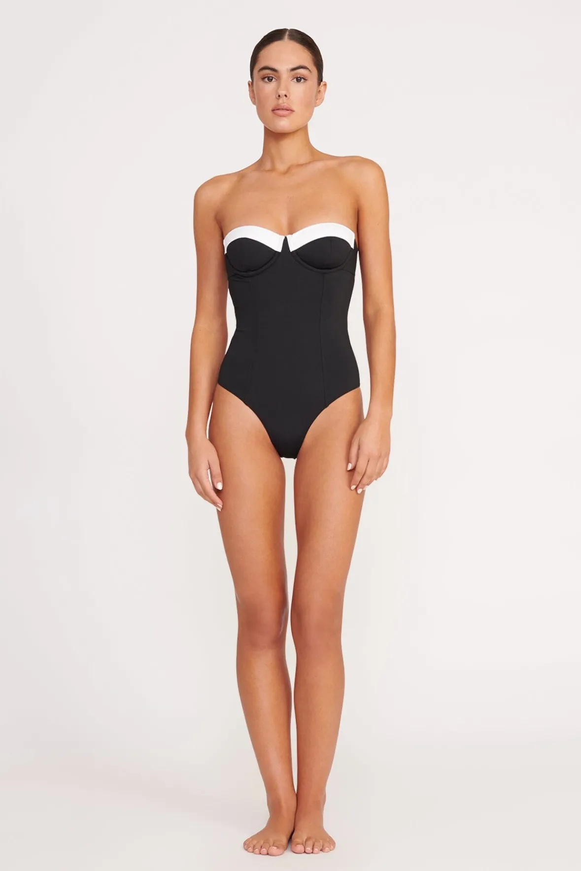 One Pieces<STAUD MAEVE ONE PIECE BLACK WHITE BLACKWHITE