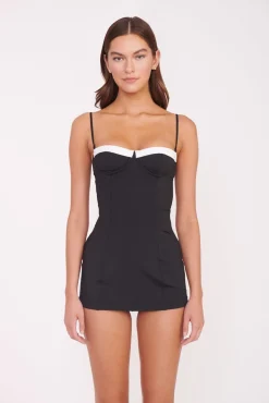 One Pieces<STAUD MAEVE SWIM DRESS  BLACK WHITE BLACKWHITE