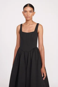Dresses<STAUD MAXI LANDSCAPE DRESS   BLACK