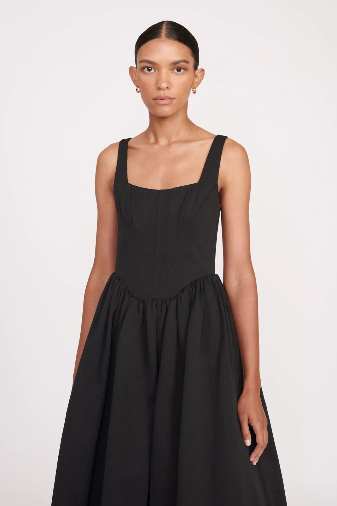 Dresses<STAUD MAXI LANDSCAPE DRESS BLACK