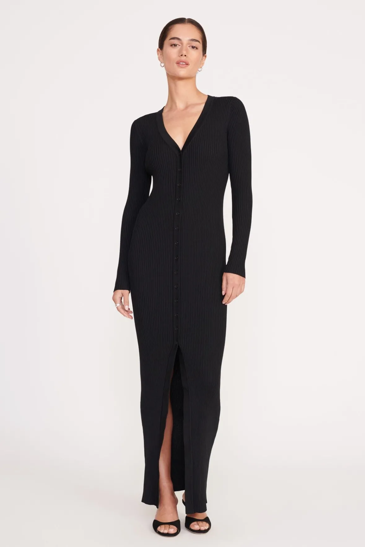 Best Sellers|Dresses<STAUD MAXI SHOKO SWEATER BLACK