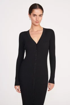 Best Sellers|Dresses<STAUD MAXI SHOKO SWEATER   BLACK