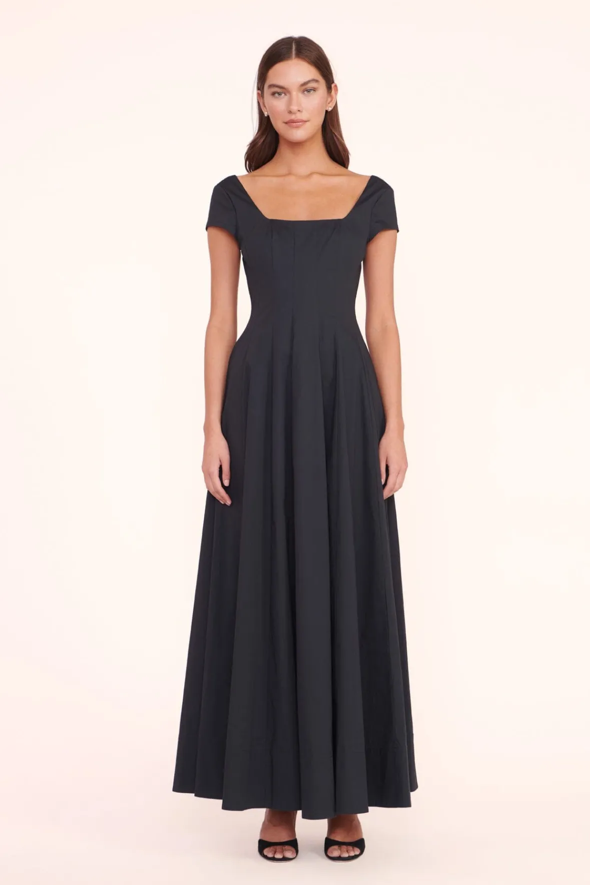 Poplin Shop|The Wells Dress<STAUD MAXI SHORT SLEEVE WELLS DRESS BLACK