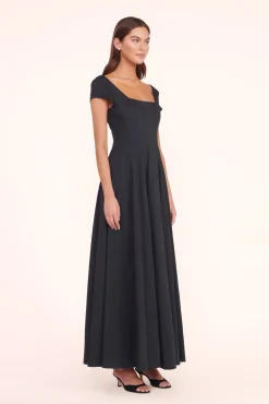 Poplin Shop|The Wells Dress<STAUD MAXI SHORT SLEEVE WELLS DRESS BLACK