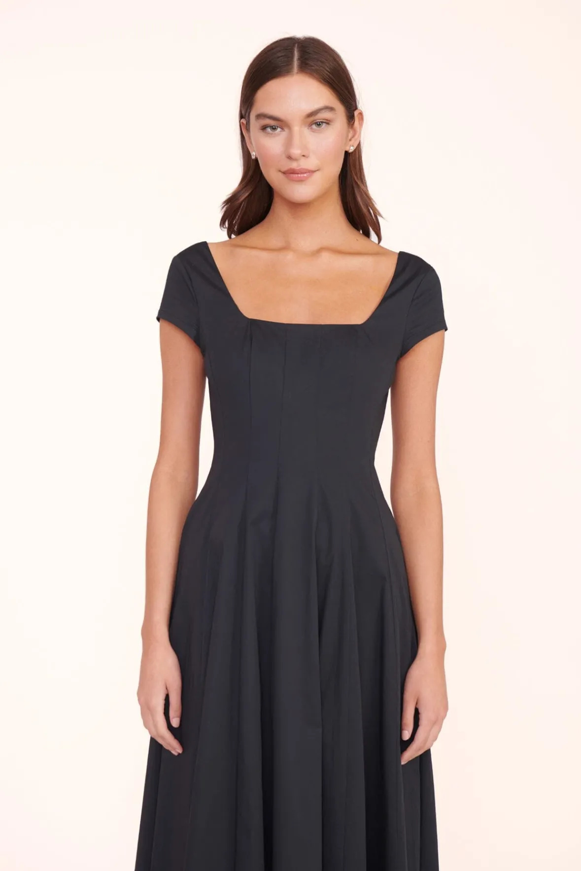 Poplin Shop|The Wells Dress<STAUD MAXI SHORT SLEEVE WELLS DRESS BLACK