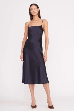 Essentials|Dresses<STAUD MEANDER DRESS NAVY