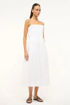 Poplin Shop|Dresses<STAUD MIDI BELLA DRESS   WHITE