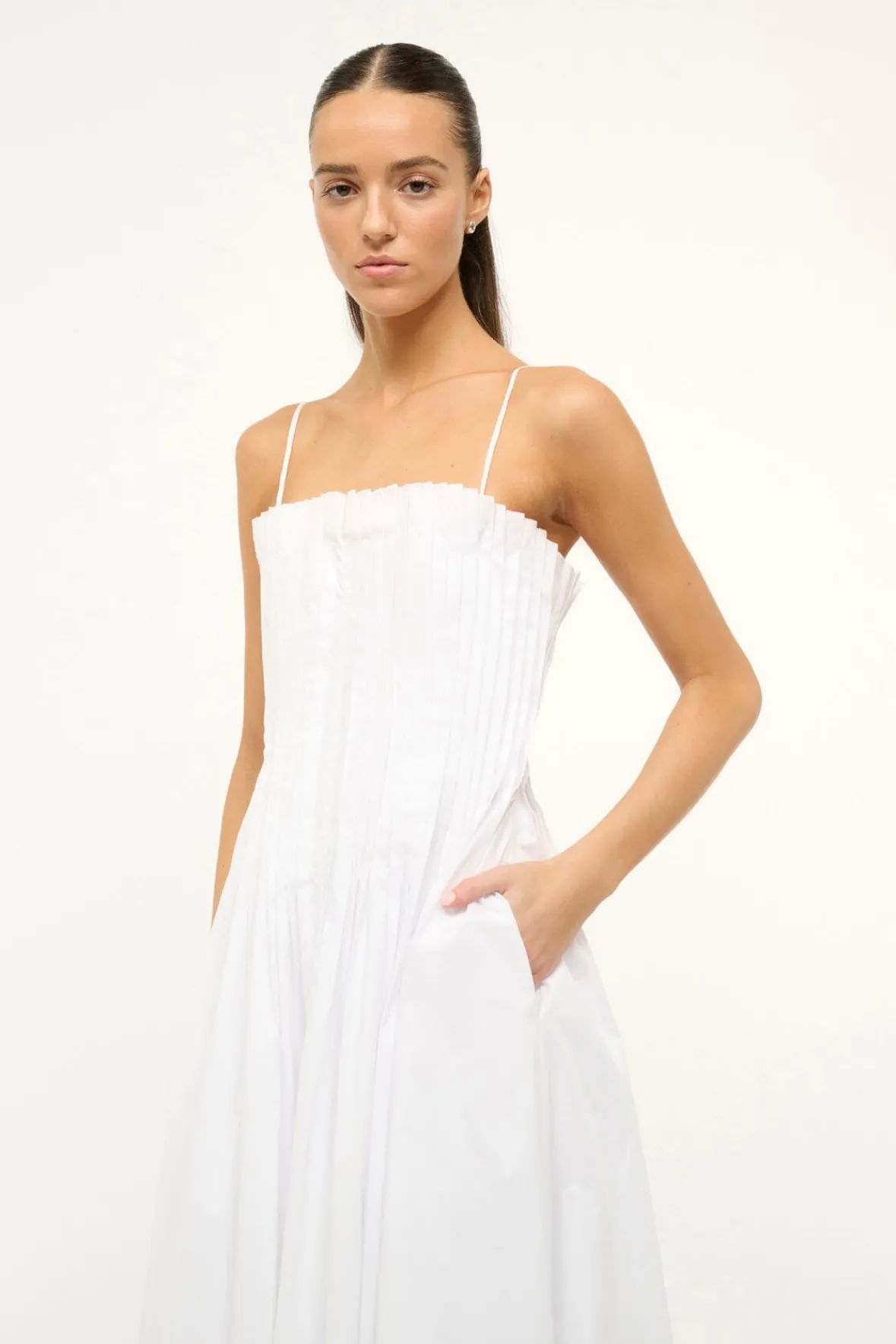 Poplin Shop|Dresses<STAUD MIDI BELLA DRESS WHITE