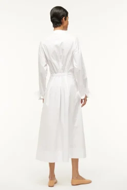 Poplin Shop|Dresses<STAUD MIDI LORENZA DRESS   WHITE