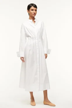 Poplin Shop|Dresses<STAUD MIDI LORENZA DRESS   WHITE